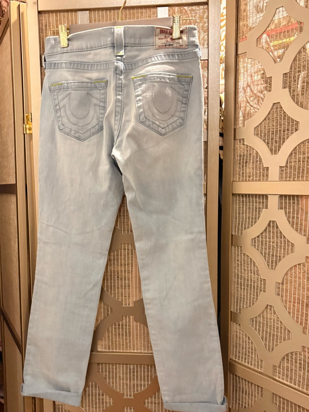 True Religion Light Wash Distressed Boyfriend Jeans - Picture 2 of 6